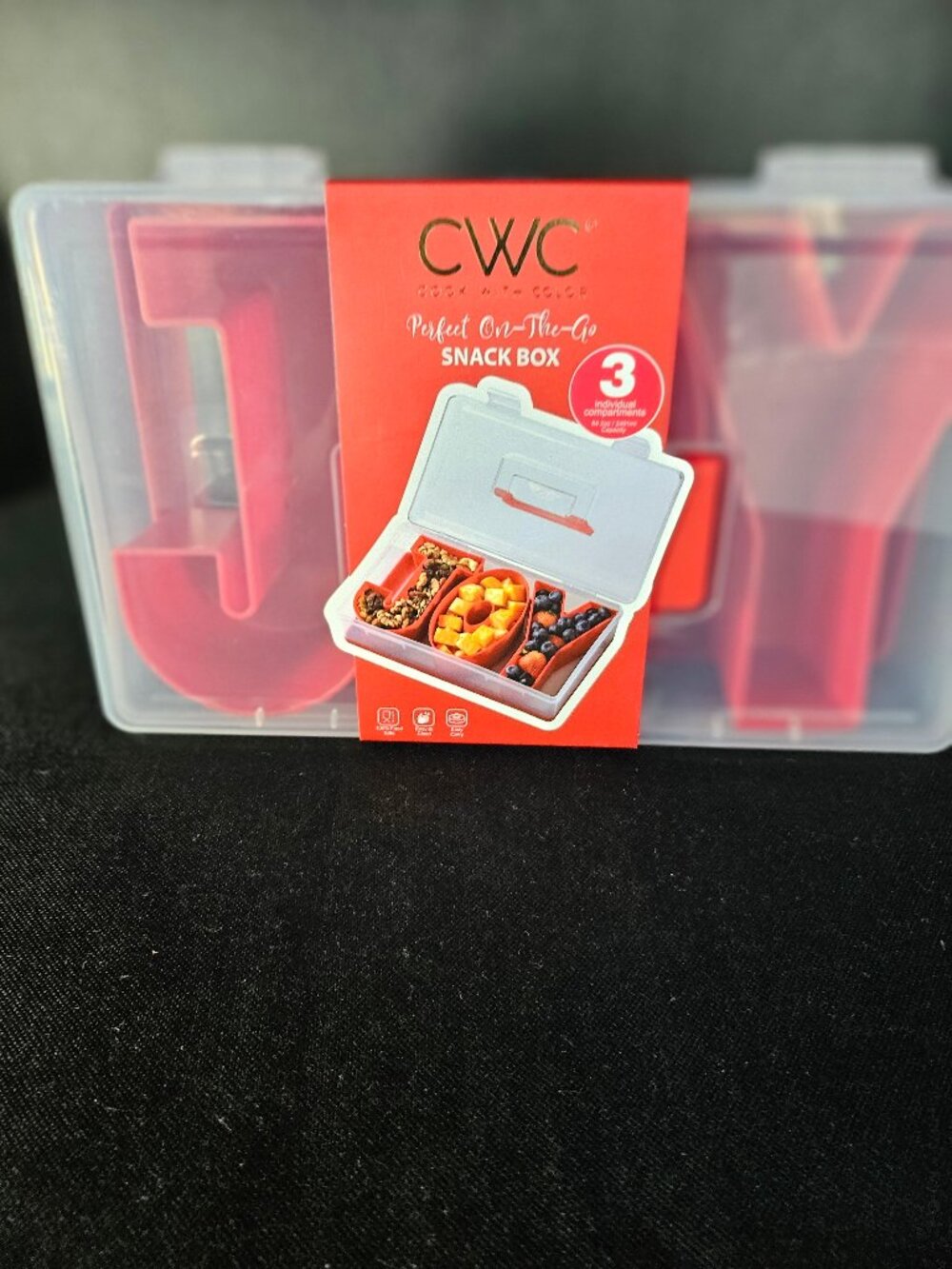 Cook With Color "Joy" Letter Snack Box Three Compartment On The Go Container New